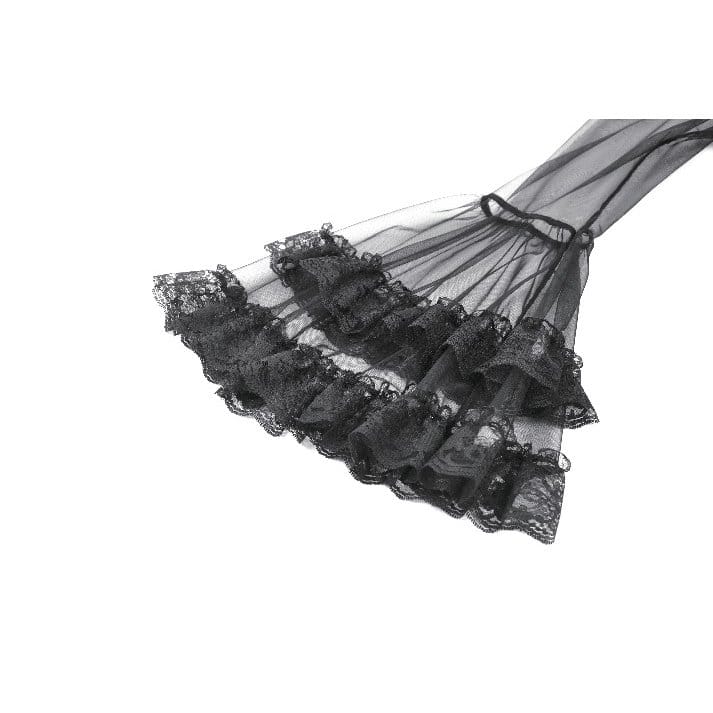Cappotto da donna Darkinlove in pizzo gotico con inserti e maniche svasate trasparenti.