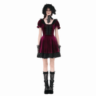 Darkinlove Women's Gothic Lace Patchwork Square-cut Collar Velvet Dress