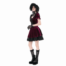Darkinlove Women's Gothic Lace Patchwork Square-cut Collar Velvet Dress
