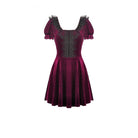 Darkinlove Women's Gothic Lace Patchwork Square-cut Collar Velvet Dress