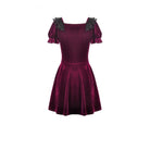 Darkinlove Women's Gothic Lace Patchwork Square-cut Collar Velvet Dress