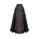 Darkinlove Women's Gothic Lace Ruched Ruffled Maxi Skirt Black-Red