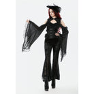 Darkinlove Women's Gothic Lace Ruffled Buckle Underbust Corset