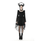 Darkinlove Women's Gothic Lace Ruffled Collar Flared Sleeved Dress