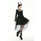 Darkinlove Women's Gothic Lace Ruffled Collar Flared Sleeved Dress
