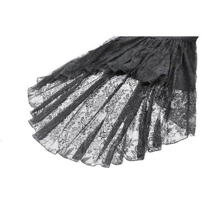 Darkinlove Women's Gothic Lace Ruffled Collar Flared Sleeved Dress