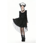 Darkinlove Women's Gothic Lace Ruffled Collar Flared Sleeved Dress