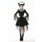 Darkinlove Women's Gothic Lace Ruffled Collar Flared Sleeved Dress