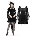 Darkinlove Damen-Gothic-Kleid aus Samt mit Spitzenärmeln