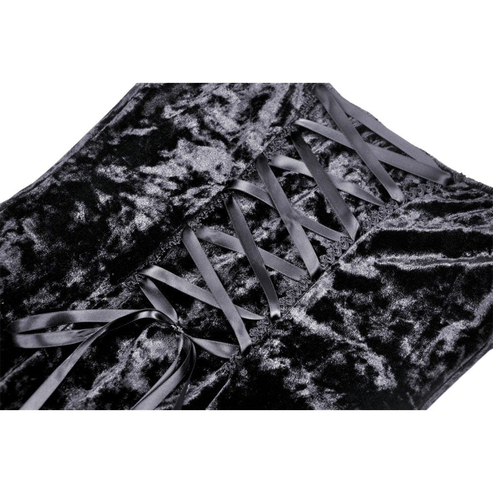 Darkinlove Women's Gothic Lace Sleeved Velvet Dress