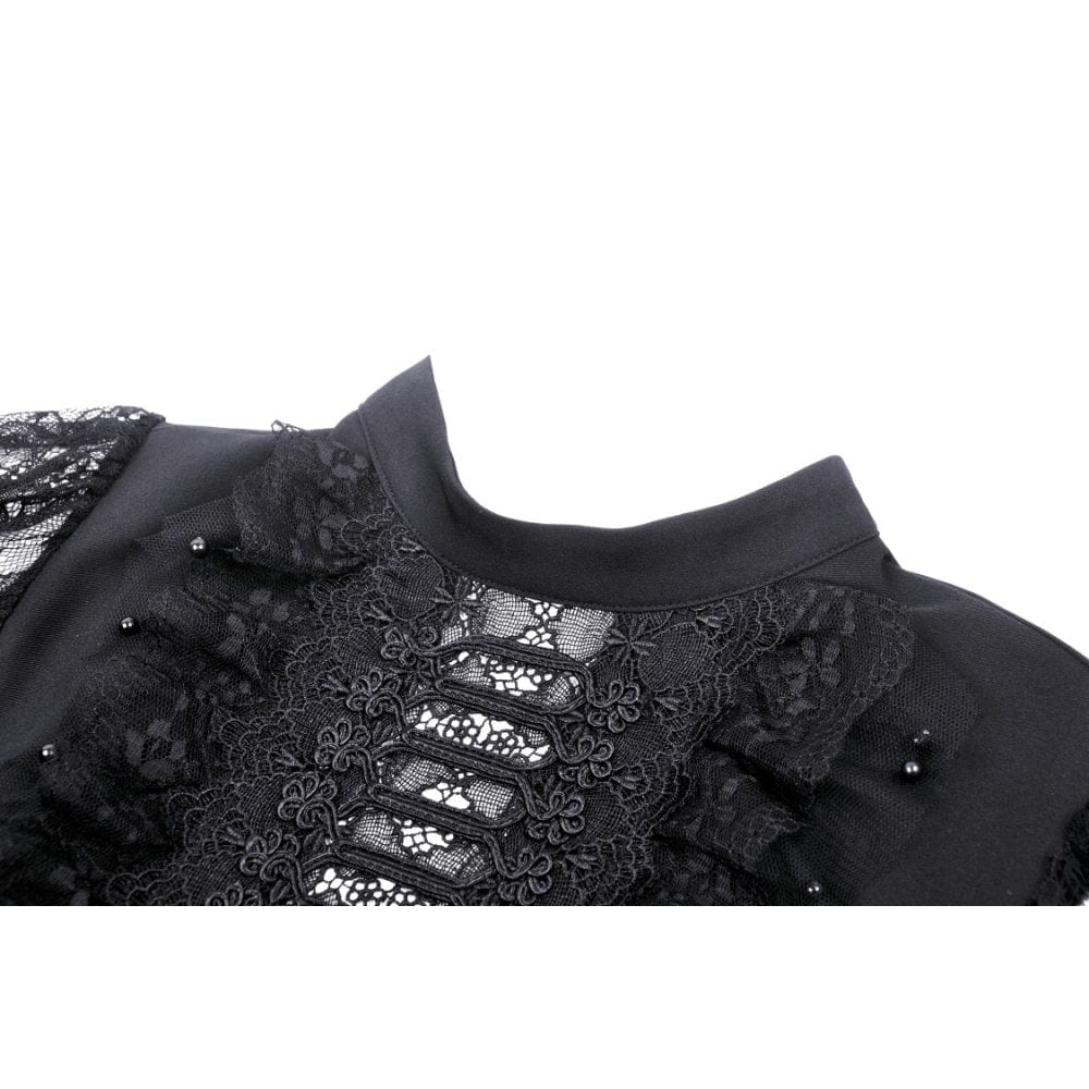 Darkinlove Women's Gothic Lace Splice Draped Dress