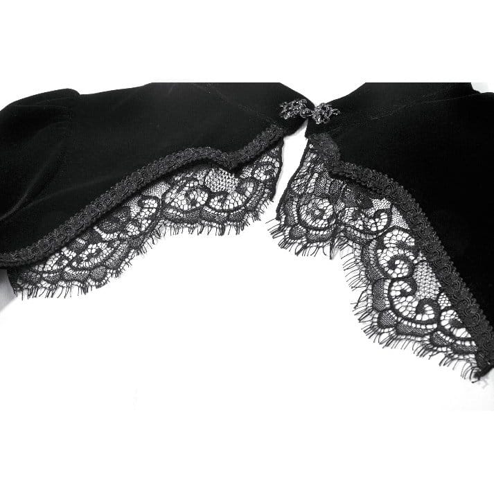 Mantella in velluto gotica da donna con inserti in pizzo e maniche a campana di Darkinlove
