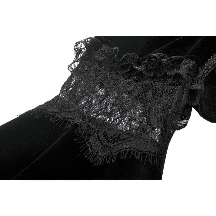 Mantella in velluto gotica da donna con inserti in pizzo e maniche a campana di Darkinlove