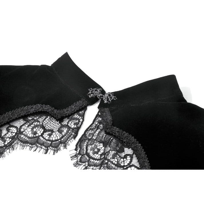 Mantella in velluto gotica da donna con inserti in pizzo e maniche a campana di Darkinlove