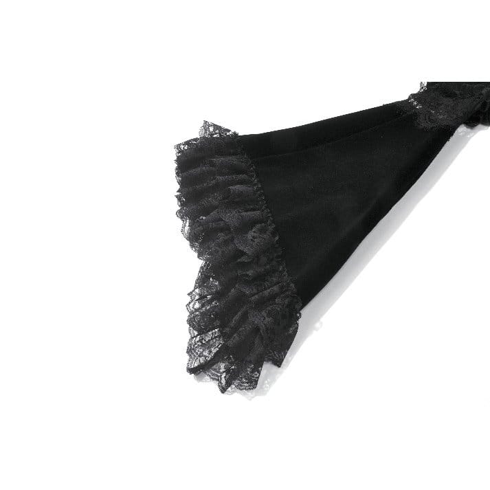 Mantella in velluto gotica da donna con inserti in pizzo e maniche a campana di Darkinlove