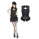 Darkinlove Women's Gothic Lace Splice Lace-up Vest