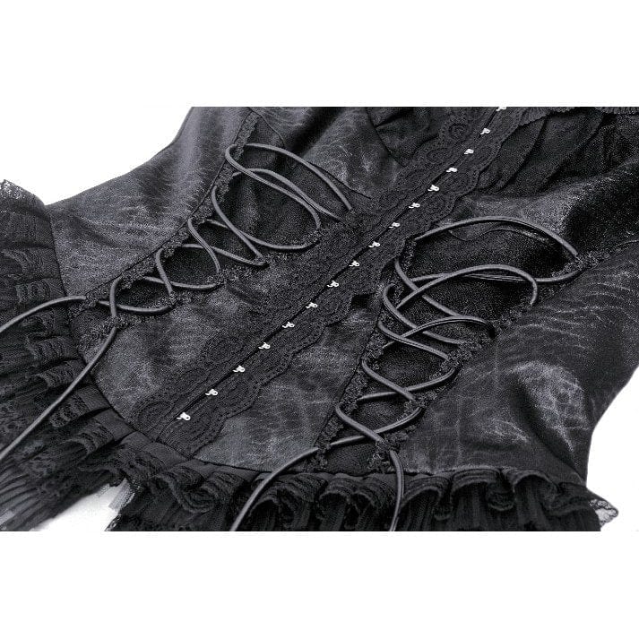 Darkinlove Women's Gothic Lace Splice Lace-up Vest