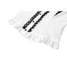 Darkinlove Women's Gothic Lace Splice Ruffle Contrast Color Bell Sleeve Blouse with Detachable Neck Tie