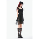 Darkinlove Women's Gothic Lace Square-cut Collar Dress