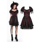 Darkinlove Women's Gothic Lace Star Square-cut Collar Short Sleeved Dress