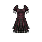 Darkinlove Women's Gothic Lace Star Square-cut Collar Short Sleeved Dress