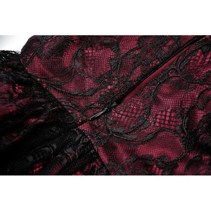 Darkinlove Women's Gothic Lace Star Square-cut Collar Short Sleeved Dress