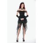 Darkinlove Women's Gothic Lace-tiered Off-Shoulder Slip Dress