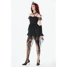 Darkinlove Women's Gothic Lace-tiered Off-Shoulder Slip Dress