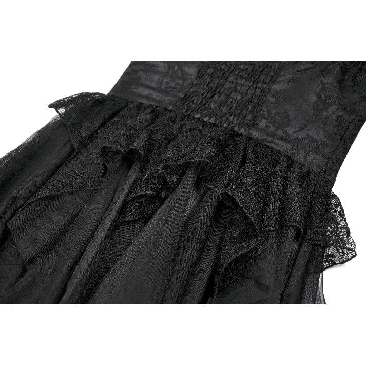 Darkinlove Women's Gothic Lace-tiered Off-Shoulder Slip Dress