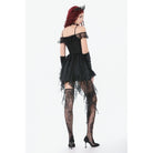 Darkinlove Women's Gothic Lace-tiered Off-Shoulder Slip Dress