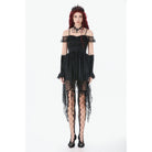 Darkinlove Women's Gothic Lace-tiered Off-Shoulder Slip Dress