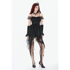 Darkinlove Women's Gothic Lace-tiered Off-Shoulder Slip Dress
