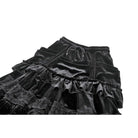 Darkinlove Women's Gothic Lace Trims Ruffled Layered Velvet Skirt