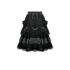 Darkinlove Women's Gothic Lace Trims Ruffled Layered Velvet Skirt