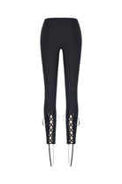 Darkinlove Damen Gothic Leggings mit Schnürung und Blumen-Ausschnitt