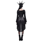 Darkinlove Women's Gothic Lace-up High/Low Hem Puff Flare Sleeve Short Dress