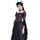Darkinlove Women's Gothic Lace-up Jacquard Overbust Corset Purple