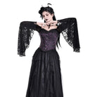 Darkinlove Women's Gothic Lace-up Jacquard Overbust Corset Purple