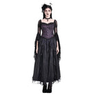 Darkinlove Women's Gothic Lace-up Jacquard Overbust Corset Purple