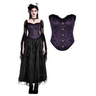 Darkinlove Women's Gothic Lace-up Jacquard Overbust Corset Purple