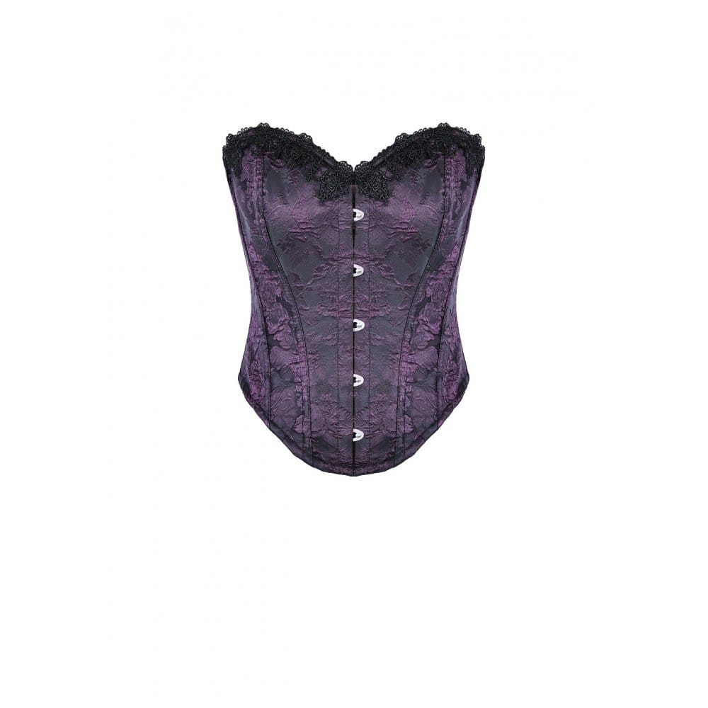 Darkinlove Women's Gothic Lace-up Jacquard Overbust Corset Purple