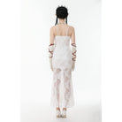 Darkinlove Women's Gothic Lace-up Lace Slip White Dress