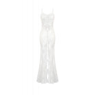 Darkinlove Women's Gothic Lace-up Lace Slip White Dress