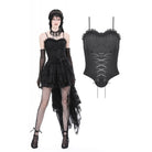 Darkinlove Women's Gothic Lace-up Lace Splice Overbust Corset