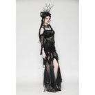 Darkinlove Women's Gothic Lace-up Mesh Splice Lace Fishtailed Skirt