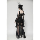 Darkinlove Women's Gothic Lace-up Mesh Splice Lace Fishtailed Skirt