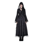 Darkinlove Women's Gothic Lace-up Plunging V-neck Lace Hood Flare Sleeve Blouse