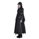 Darkinlove Women's Gothic Lace-up Plunging V-neck Lace Hood Flare Sleeve Blouse