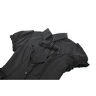 Darkinlove Women's Gothic Lace-up Puff Short Sleeved Shirt with Detachable Bow Tie