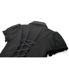 Darkinlove Women's Gothic Lace-up Puff Short Sleeved Shirt with Detachable Bow Tie